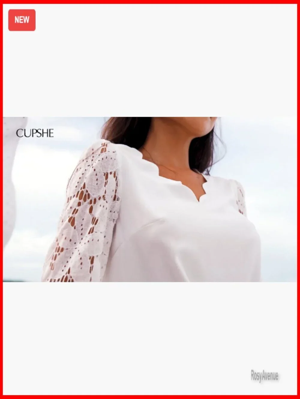 Lace V Neck Blouse Long Sleeve Scalloped Floral Dressy Blouse - Picture 6 of 7